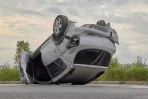 flipped car